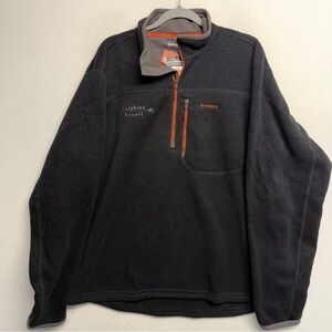 NWT Simms Thermal Pro Black XXL Fleece Pullover 1/4 Zip Sweater Embroidered